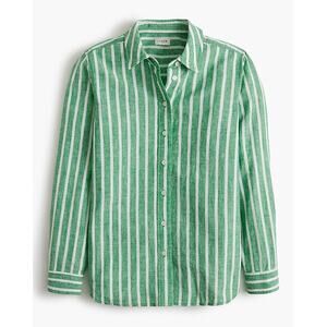J Crew Factory Womens Striped Linen-Blend Button-Up Shirt CK403 Green Size S NWT